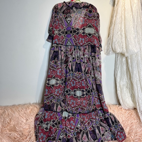 Free People Carmella Geometric Printed Flowy Chiffon Maxi Dress - Picture 7 of 8